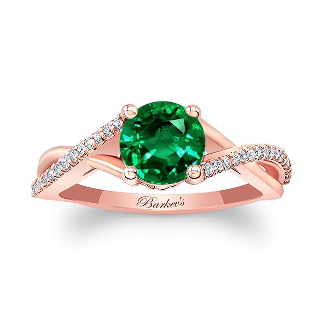 Rose Gold One Carat Lab Grown Emerald And Diamond Ring