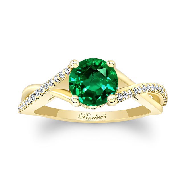 Yellow Gold One Carat Lab Grown Emerald And Diamond Ring