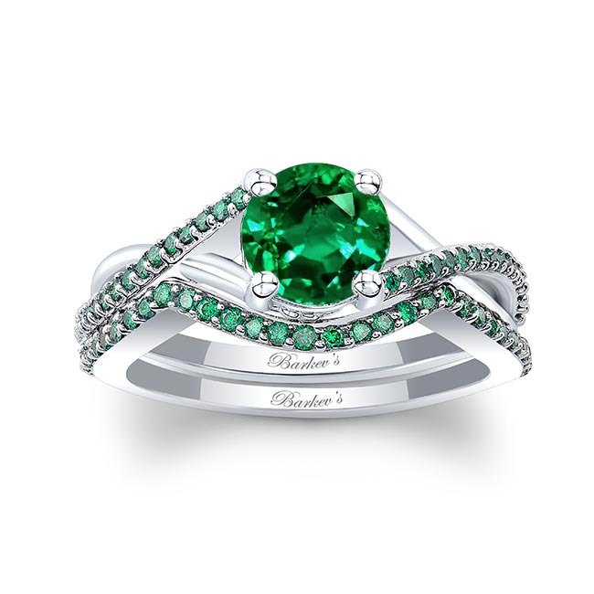One Carat Emerald Bridal Set