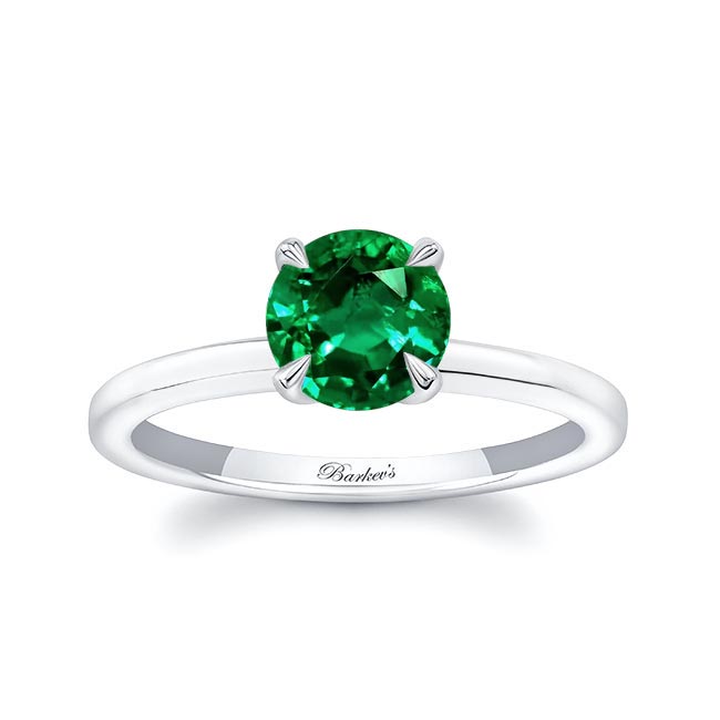 White Gold Emerald And Diamond Micro Pave Hidden Halo Ring