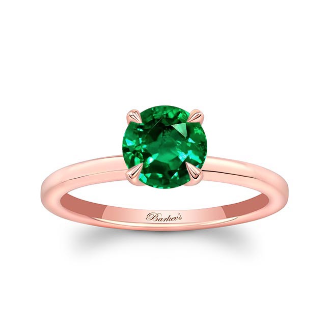 Rose Gold Lab Emerald And Diamond Micro Pave Hidden Halo Ring
