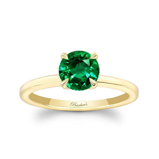Yellow Gold Lab Emerald And Diamond Micro Pave Hidden Halo Ring