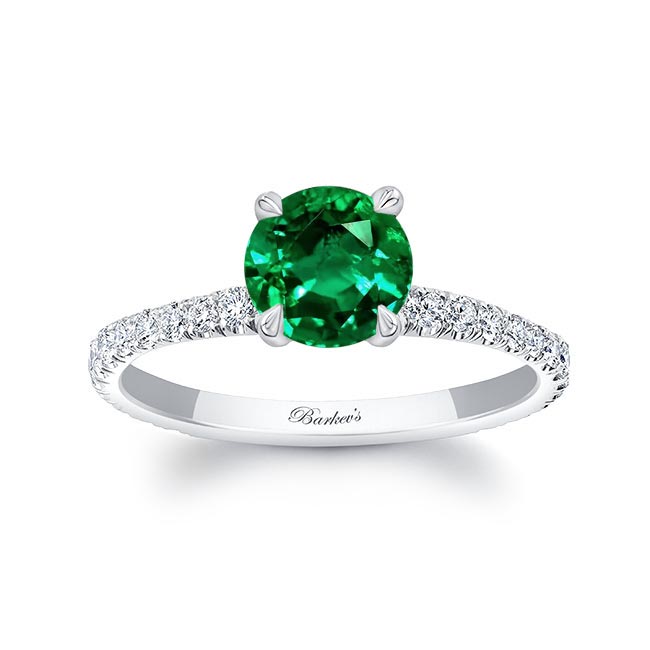 White Gold Lab Grown Emerald And Diamond Ring