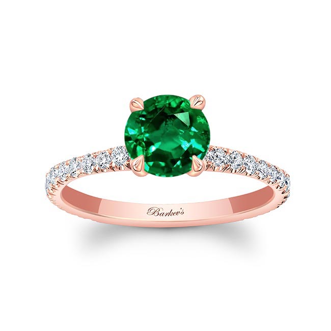 Rose Gold Lab Grown Emerald And Diamond Ring