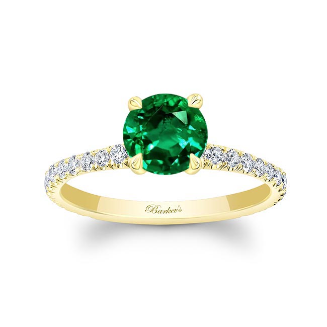 Yellow Gold Lab Grown Emerald And Diamond Ring