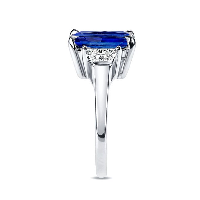 White Gold Emerald Cut 5 Carat Blue Sapphire Ring Image 2