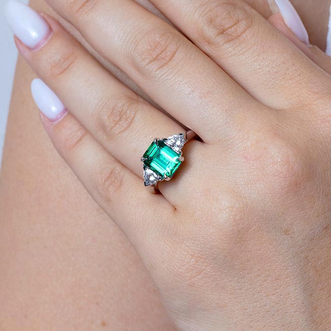 3.5 Carat Emerald Cut Lab Emerald Ring Image 2
