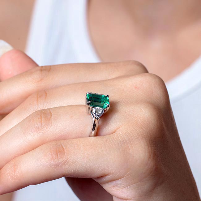 3.5 Carat Emerald Cut Lab Emerald Ring Image 3