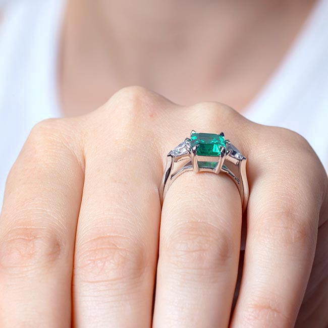 3.5 Carat Emerald Cut Lab Emerald Ring Image 4