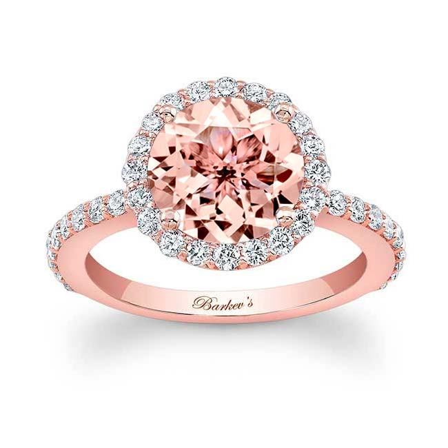  Rose Gold 2 Carat Morganite Halo Engagement Ring Image 1