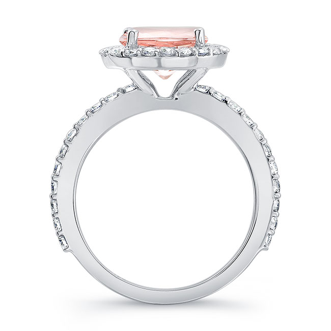 Platinum 2 Carat Morganite Halo Engagement Ring Image 2