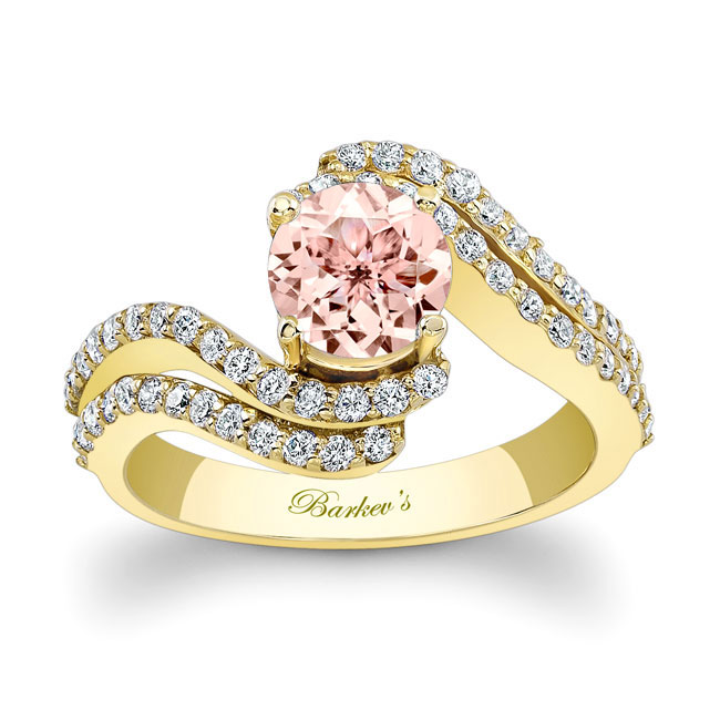 Yellow Gold Swirl Morganite Engagement Ring