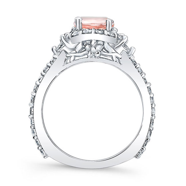  Marquise Halo Morganite Ring Image 2