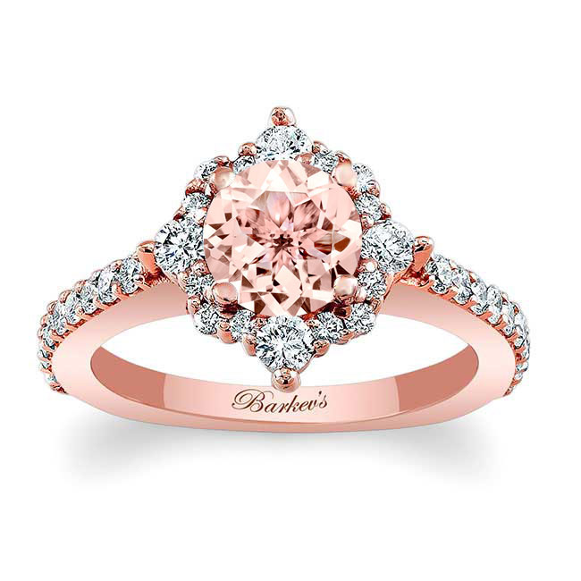 Rose Gold Classic Halo Morganite Engagement Ring