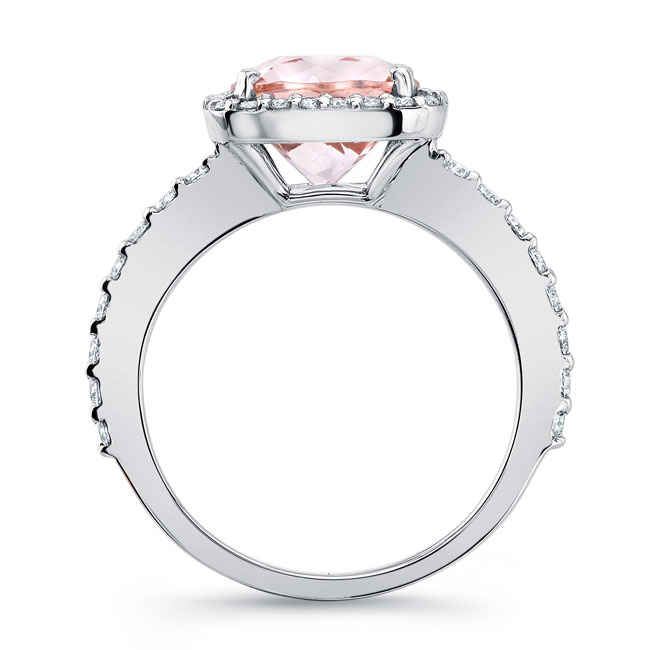 Platinum 2 Carat Cushion Cut Morganite Halo Engagement Ring Image 2
