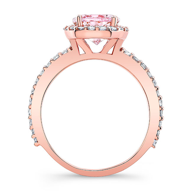 Rose Gold 2 Carat Oval Morganite Halo Engagement Ring Image 2