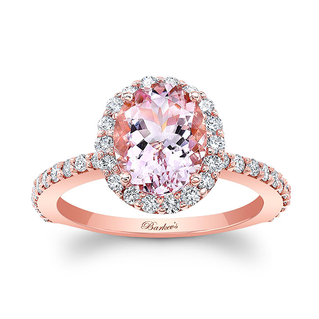 Rose Gold 2 Carat Oval Morganite Halo Engagement Ring