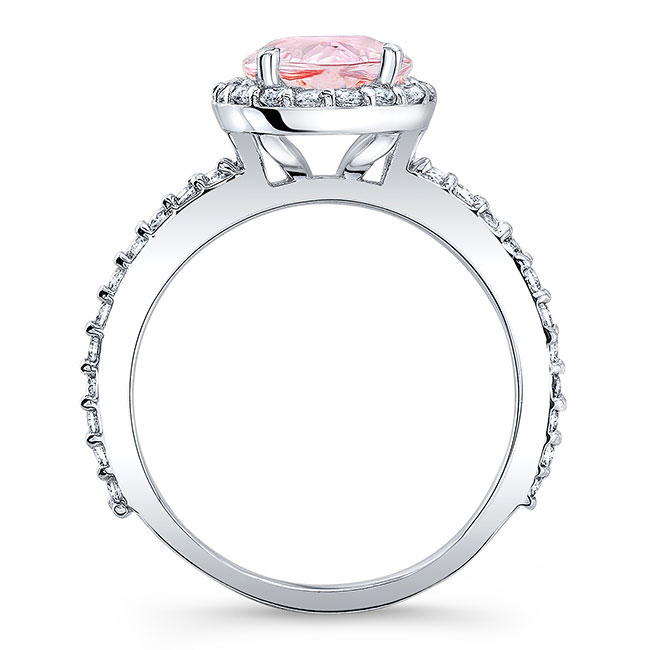  2 Carat Oval Morganite Halo Engagement Ring Image 2