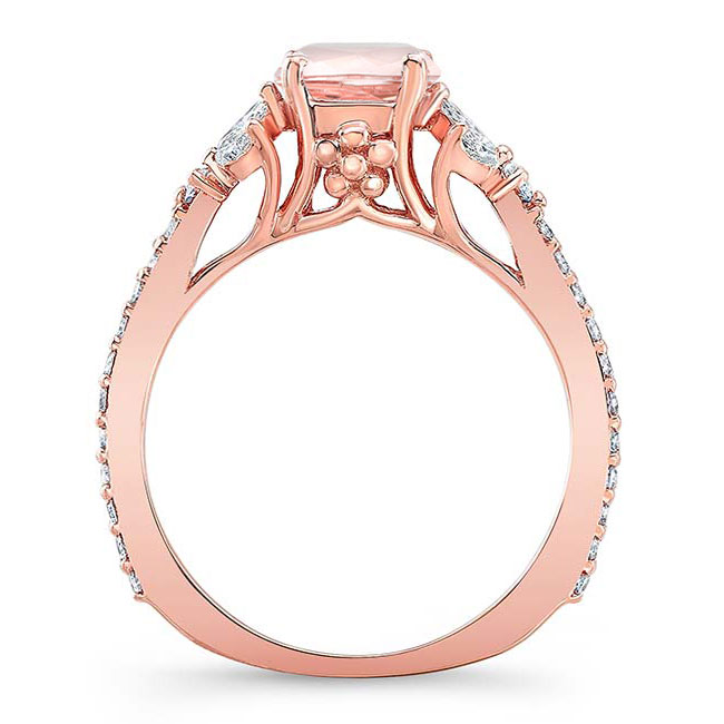 Rose Gold Morganite And Diamond Leaf Engagement Ring Image 2