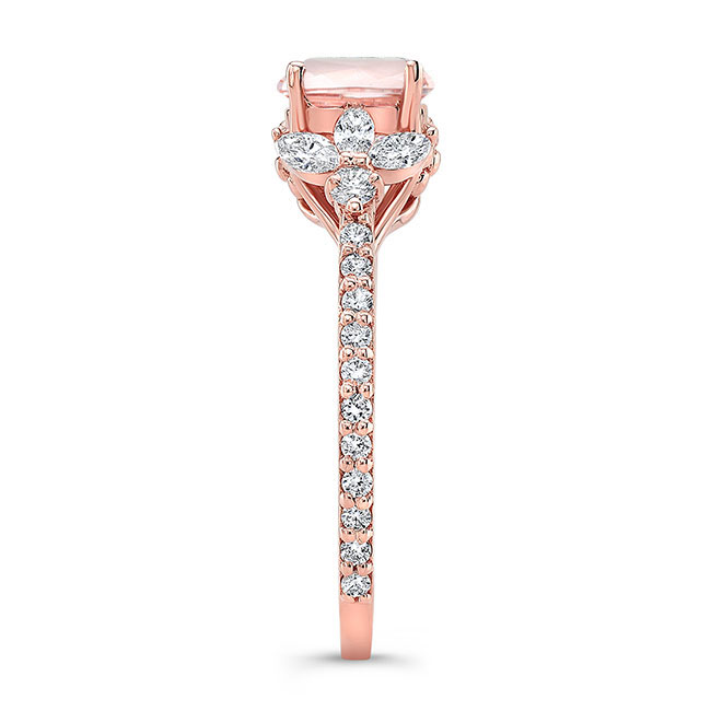 Rose Gold Morganite And Diamond Leaf Engagement Ring Image 3