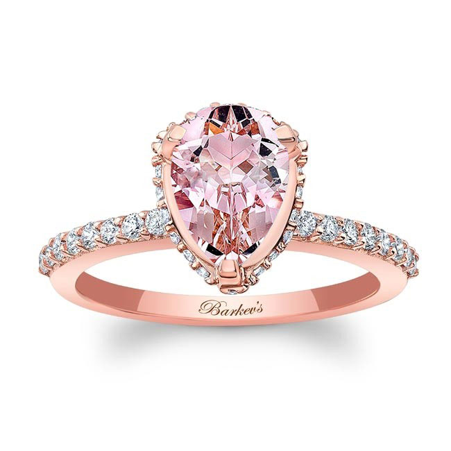  Rose Gold Teardrop Morganite Engagement Ring Image 1