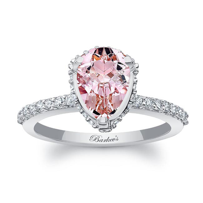  White Gold Teardrop Morganite Engagement Ring Image 1