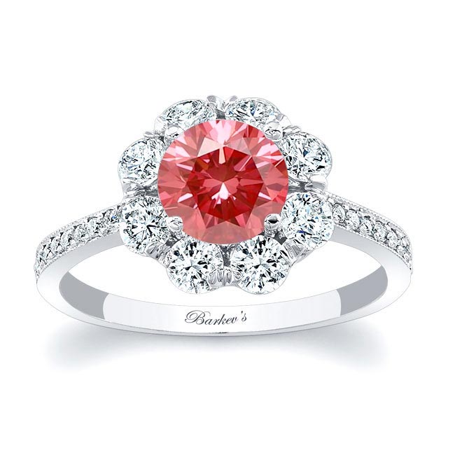 1 Carat Halo Lab Grown Pink Diamond Ring