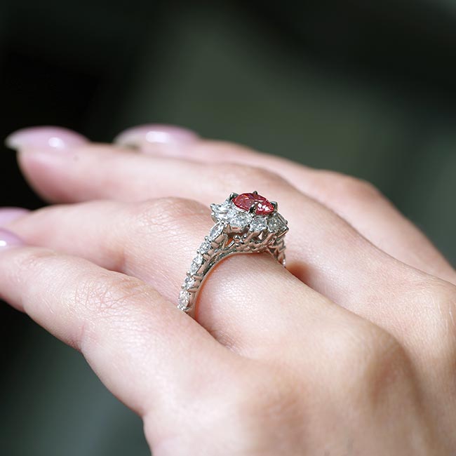 Lab Grown Pink Diamond Sunflower Engagement Ring Image 3
