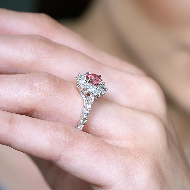 Lab Grown Pink Diamond Sunflower Engagement Ring Image 5