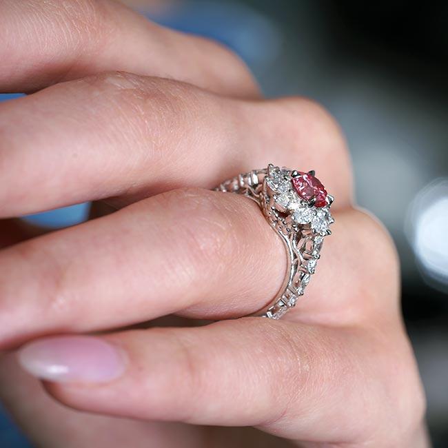 Lab Grown Pink Diamond Sunflower Engagement Ring Image 6