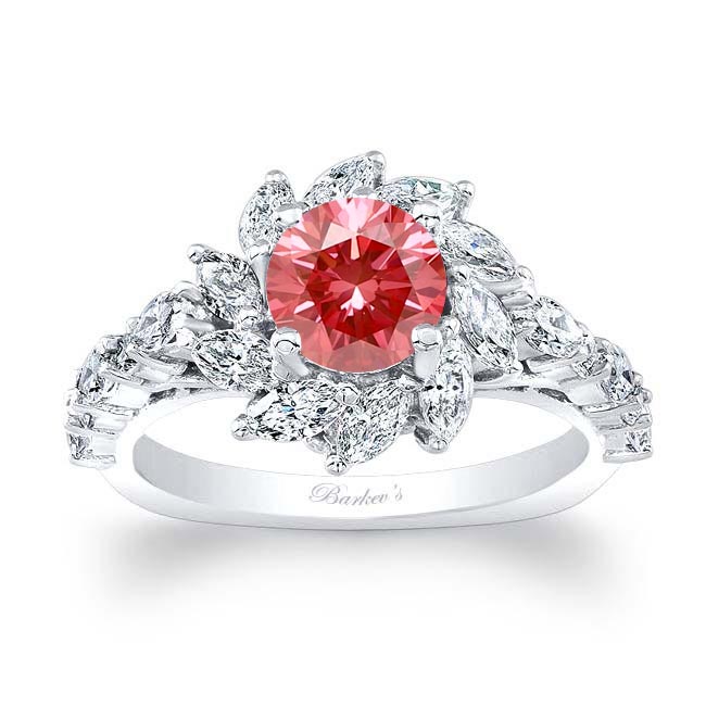 Lab Grown Pink Diamond Sunflower Engagement Ring