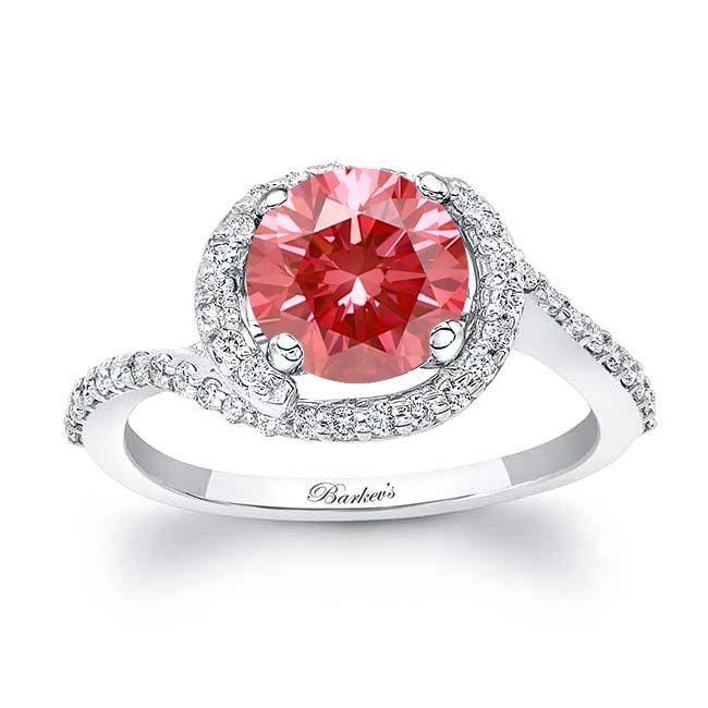 Half Halo Lab Grown Pink Diamond Engagement Ring