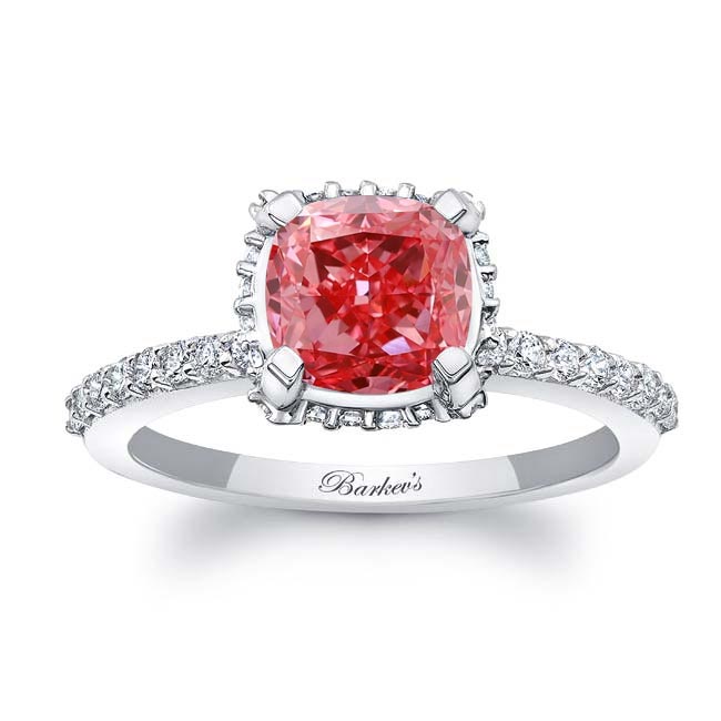 Cushion Halo Lab Grown Pink Diamond Engagement Ring