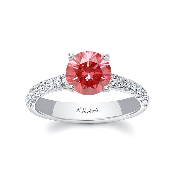 Round Lab Grown Pink Diamond Engagement Ring