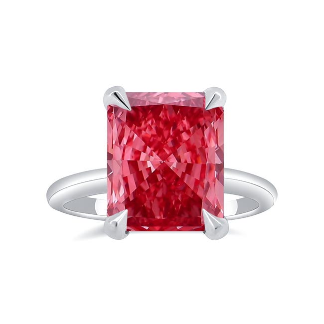 5 Carat Radiant Cut Lab Pink Diamond Ring