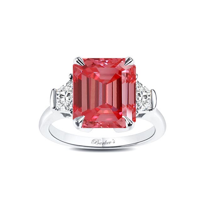 Emerald Cut 5 Carat Lab Pink Diamond Ring