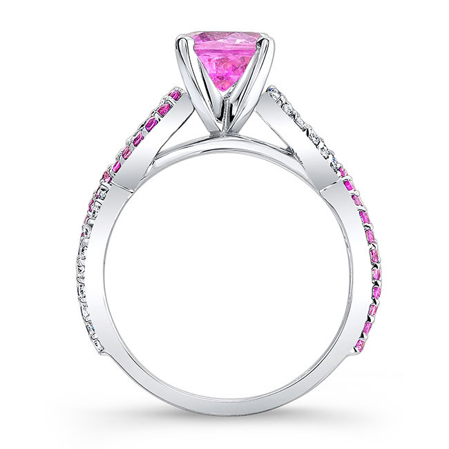  White Gold Pink Sapphire Infinity Ring Image 2