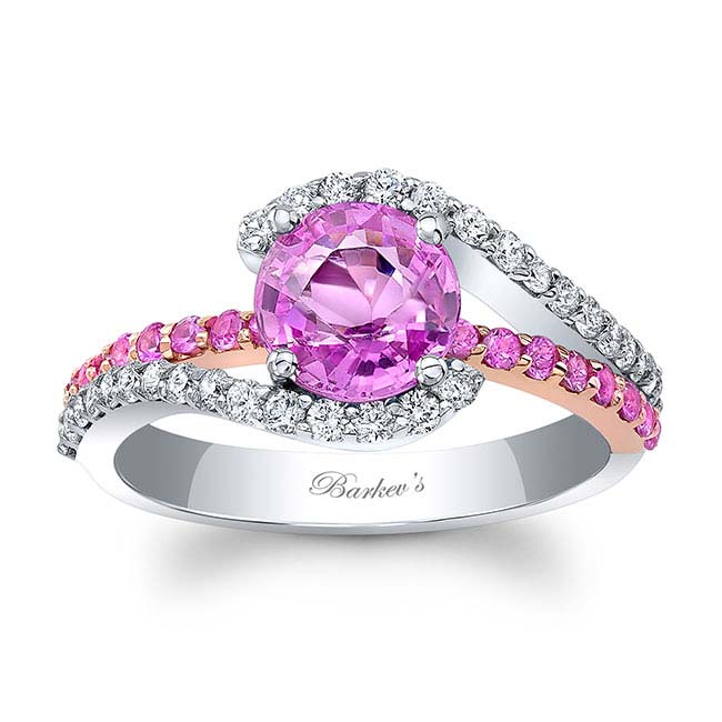  White Rose Gold 1 Carat Pink Sapphire Ring Image 4