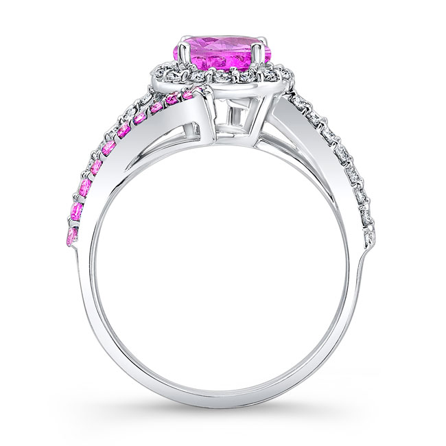 Platinum Contemporary Pink Sapphire Engagement Ring Image 2