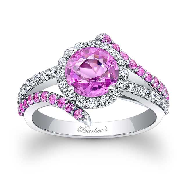 White Gold Contemporary Pink Sapphire Engagement Ring