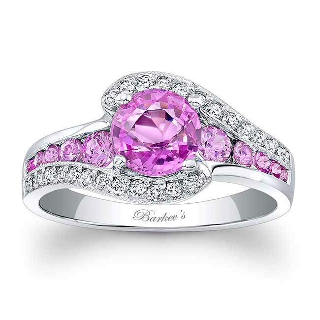  White Gold Unique Pink Sapphire Engagement Ring Image 1
