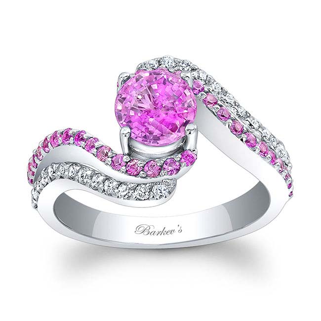  Swirl Pink Sapphire Engagement Ring Image 1