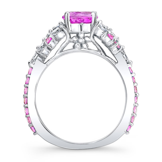  White Gold Vintage Marquise Pink Sapphire Engagement Ring Image 2