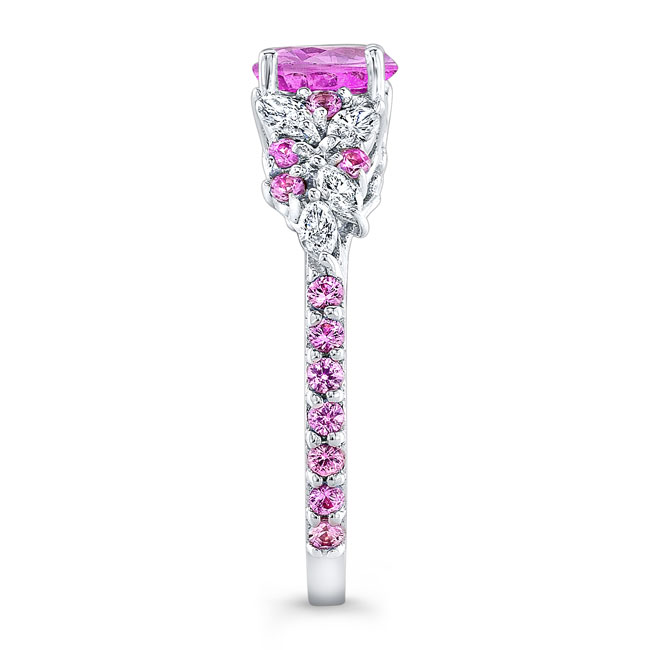 Platinum Vintage Marquise Pink Sapphire Engagement Ring Image 3