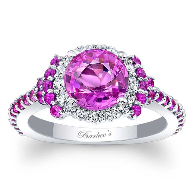  Pink Sapphire Cluster Ring Image 1