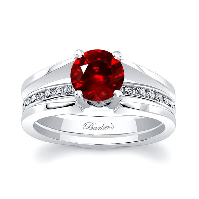 Platinum Interlock Ruby And Diamond Bridal Set