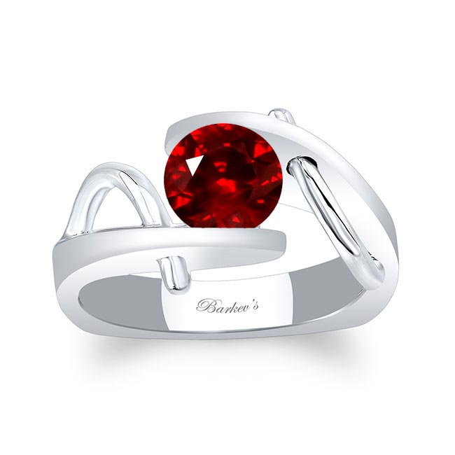 White Gold Solitaire Channel Set Lab Ruby Ring