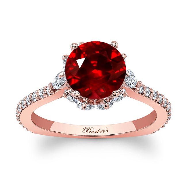 Rose Gold 2 Carat Ruby And Diamond Ring