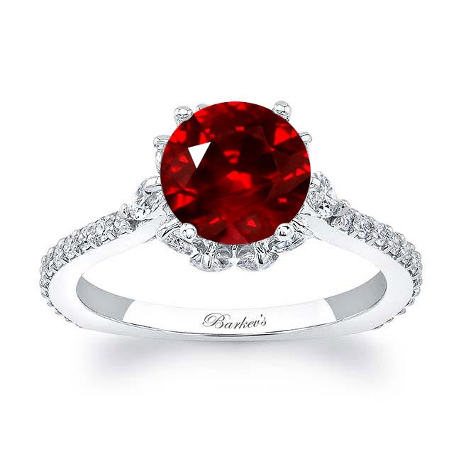 White Gold 2 Carat Lab Grown Ruby And Diamond Ring