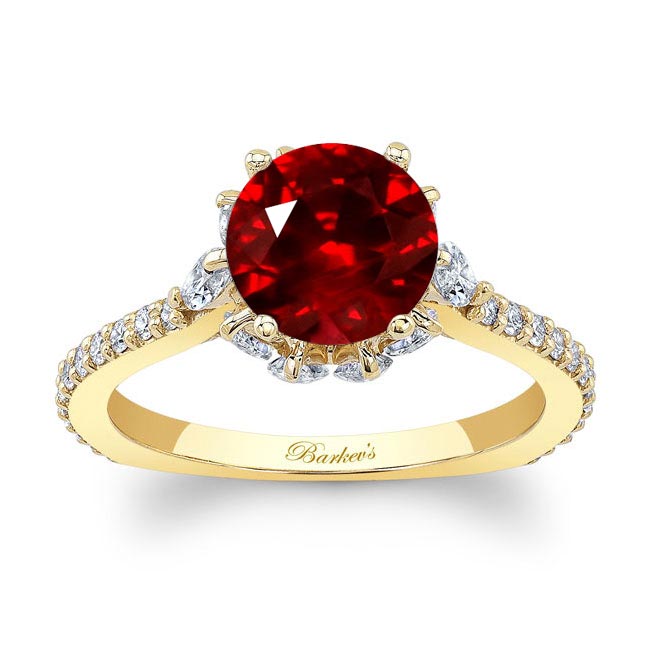 Yellow Gold 2 Carat Ruby And Diamond Ring